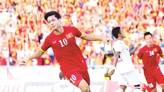 Công Phượng trong màu áo đội tuyển U.22 Việt Nam tại SEA Games 29.