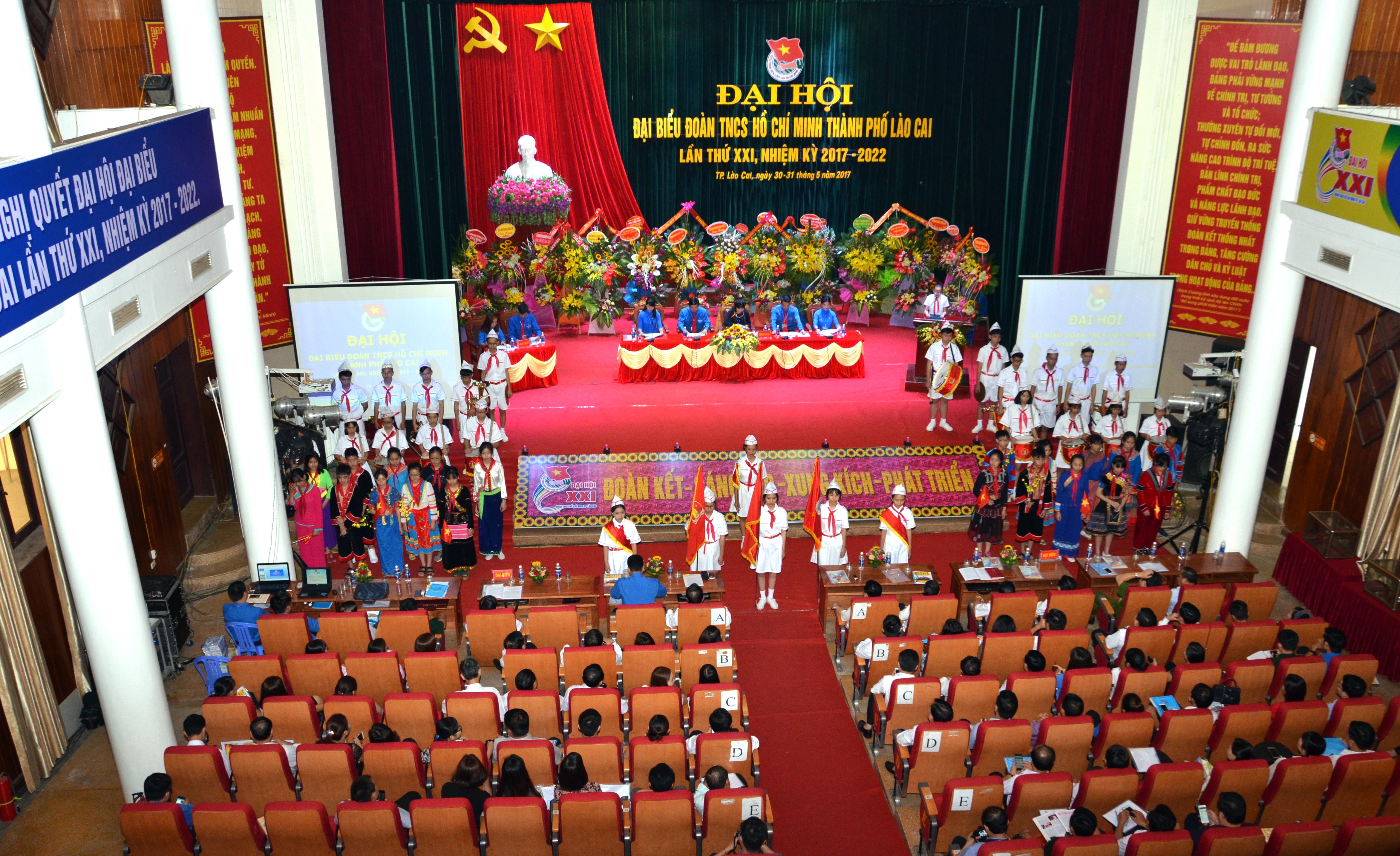 Quang cảnh Đại hội Đại biểu Đoàn thanh niên Cộng sản Hồ Chí Minh thành phố Lào Cai, nhiệm kỳ 2017 – 2022.