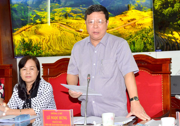Phó Chủ tịch UBND tỉnh Lê Ngọc Hưng nêu một số đề xuất, kiến nghị của tỉnh Lào Cai.