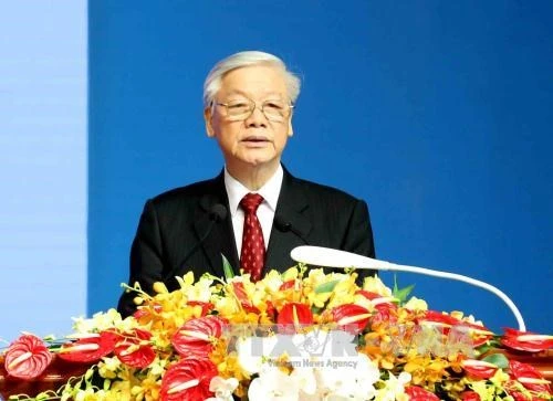 Tổng Bí thư Nguyễn Phú Trọng đọc diễn văn tại Lễ kỷ niệm.