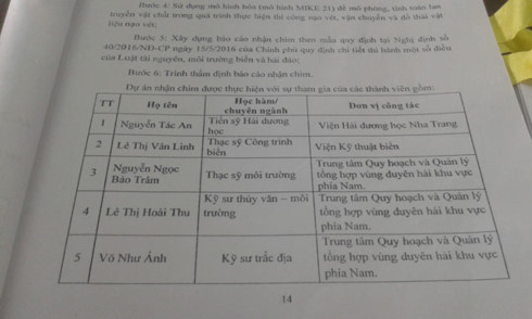Việc mạo danh các nhà khoa học cho thấy hồ sơ xin nhấn chìm của dự án Vĩnh Tân 1 đã vi phạm pháp luật.