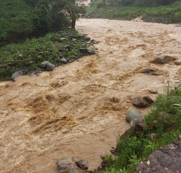 Sau nhiều ngày mưa lớn, Sùng Hoảng mới tạm thời bị cô lập (ảnh chụp sáng 6/7).