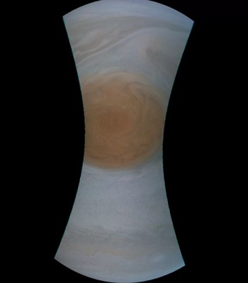 Dữ liệu thô về Vết đỏ lớn do tàu Juno truyền về Trái Đất.