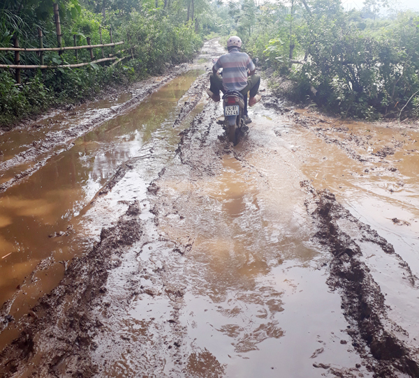 Mỗi ngày có hàng trăm lượt người, phương tiện di chuyển qua đoạn đường này.