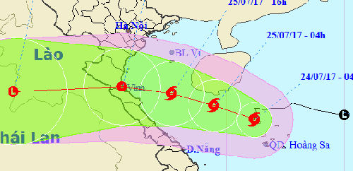 Hướng di chuyển của bão số 4. Ảnh: Trung tâm DBKTTV Trung ương. Hướng di chuyển của bão số 4. Ảnh: Trung tâm DBKTTV Trung ương.
