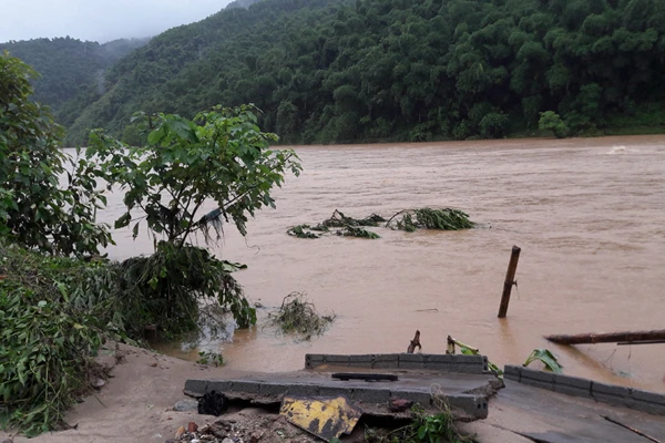 Nhiều diện tích lúa, hoa màu ngập sâu.