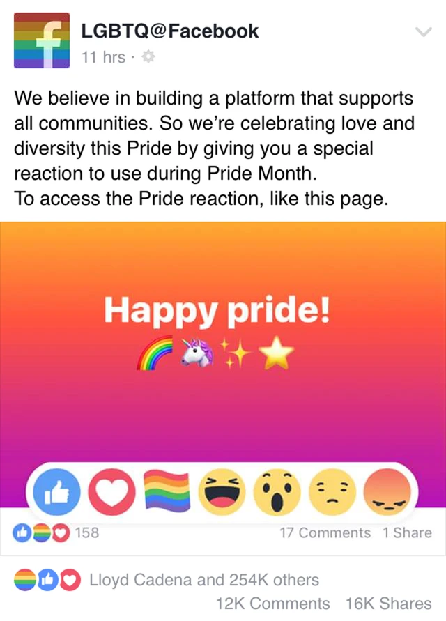 Người dùng phải Like fanpage này để có thể sử dụng biểu tượng cảm xúc lá cờ 6 màu.