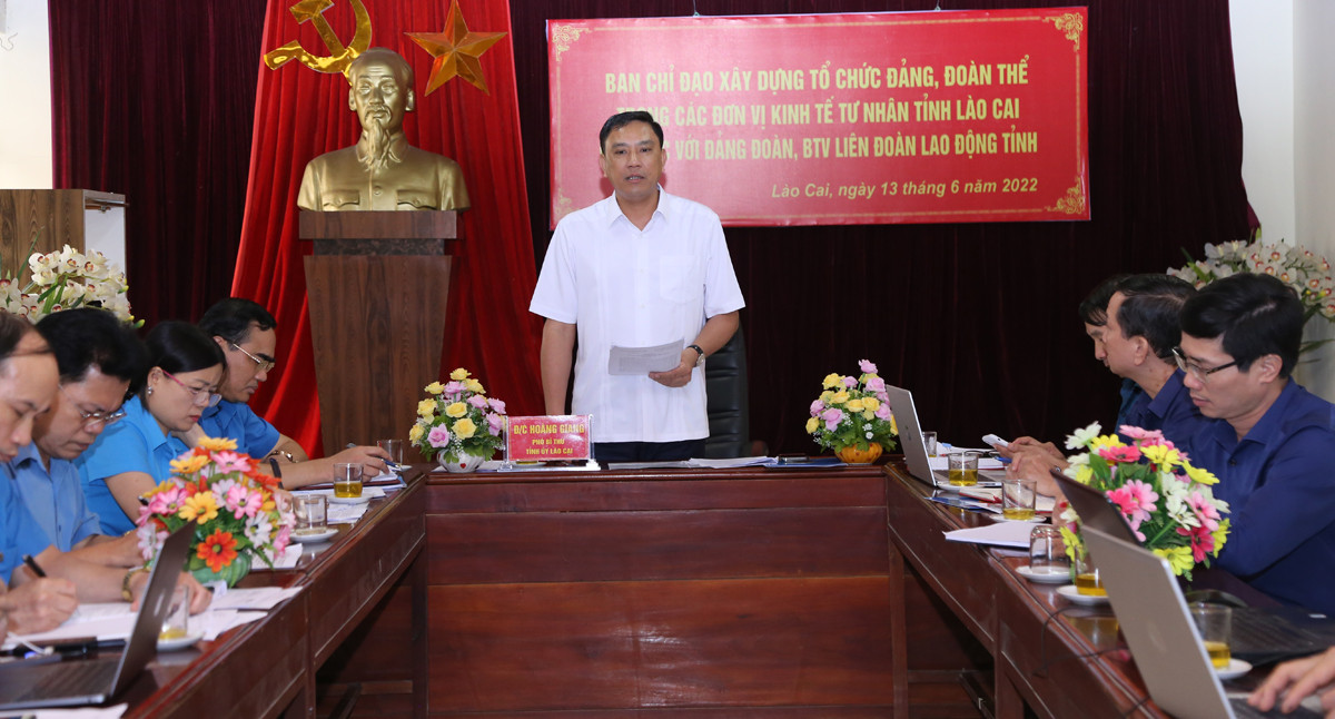 Phó Bí thư Tỉnh ủy Hoàng Giang phát biểu kết luận buổi làm việc.