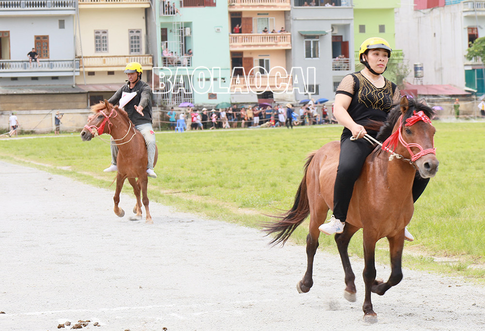 Nữ kỵ sỹ Vàng Thị Hồng tham gia thi đấu chính thức.