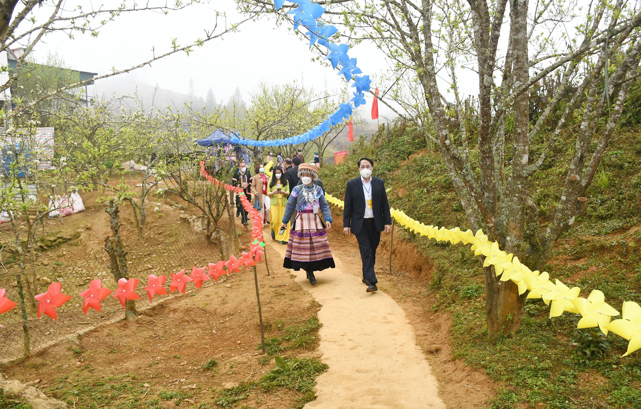 Các đại biểu thăm vườn hoa lê.