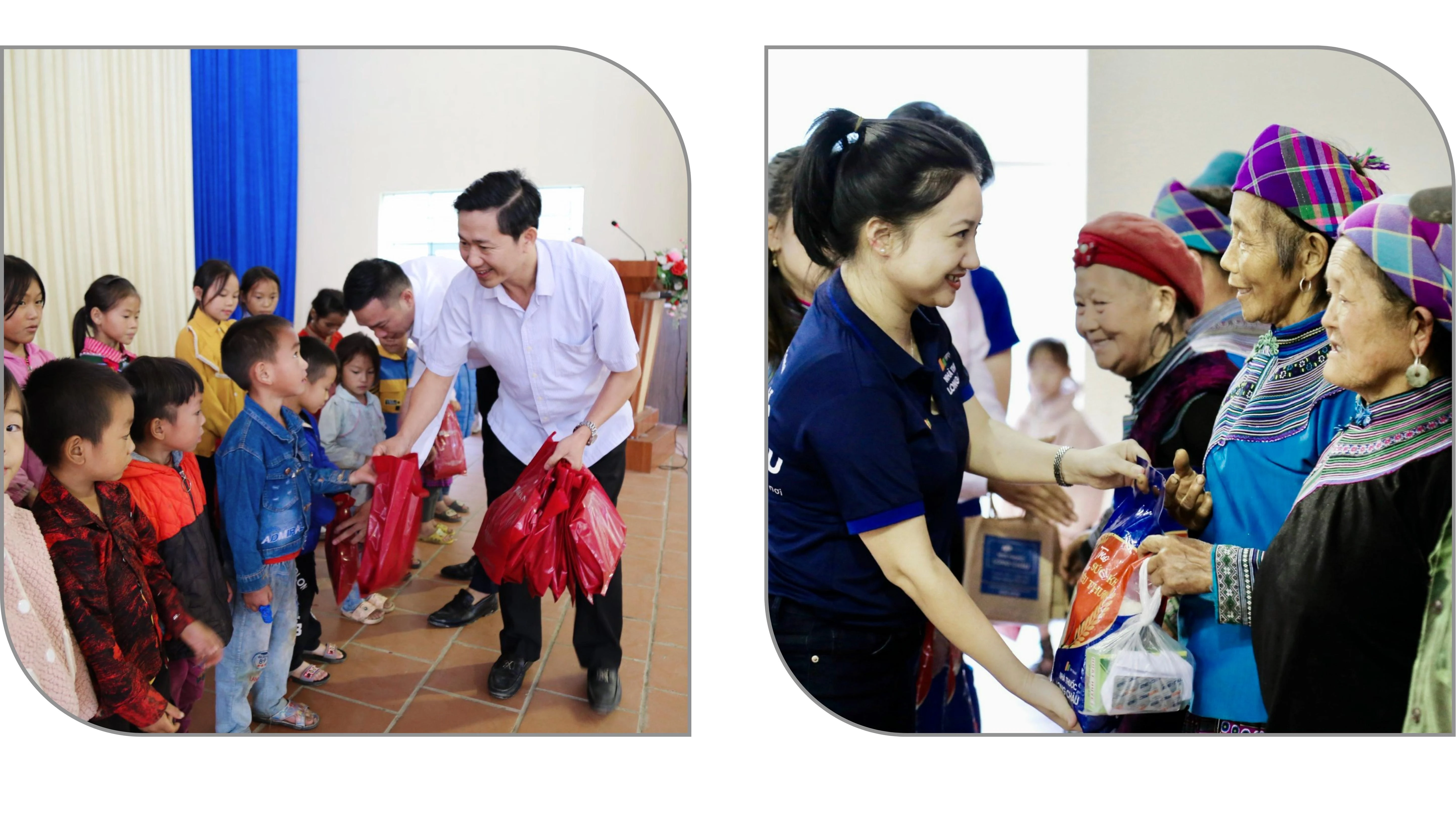 Tặng quà cho người cao tuổi, học sinh và hộ khó khăn của xã La Pán Tẩn.