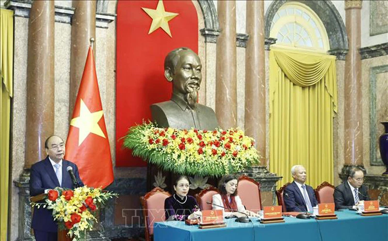 Chủ tịch nước Nguyễn Xuân Phúc phát biểu.