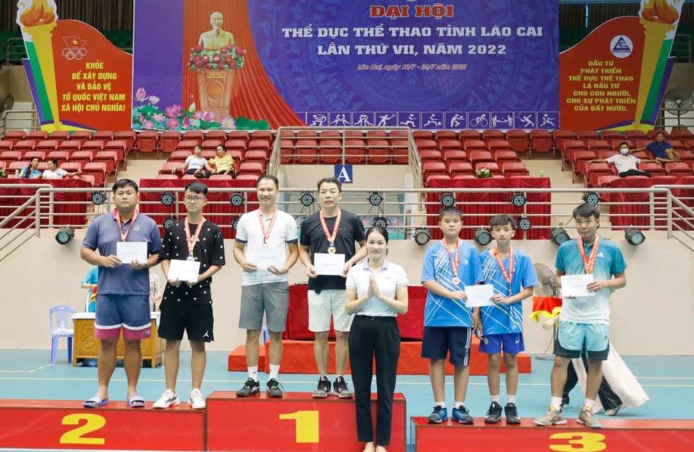Trao giải 15 nội dung thi đấu tại Đại hội TDTT tỉnh Lào Cai lần thứ VII, năm 2022 ảnh 3 Trao giải 15 nội dung thi đấu tại Đại hội TDTT tỉnh Lào Cai lần thứ VII, năm 2022 ảnh 3