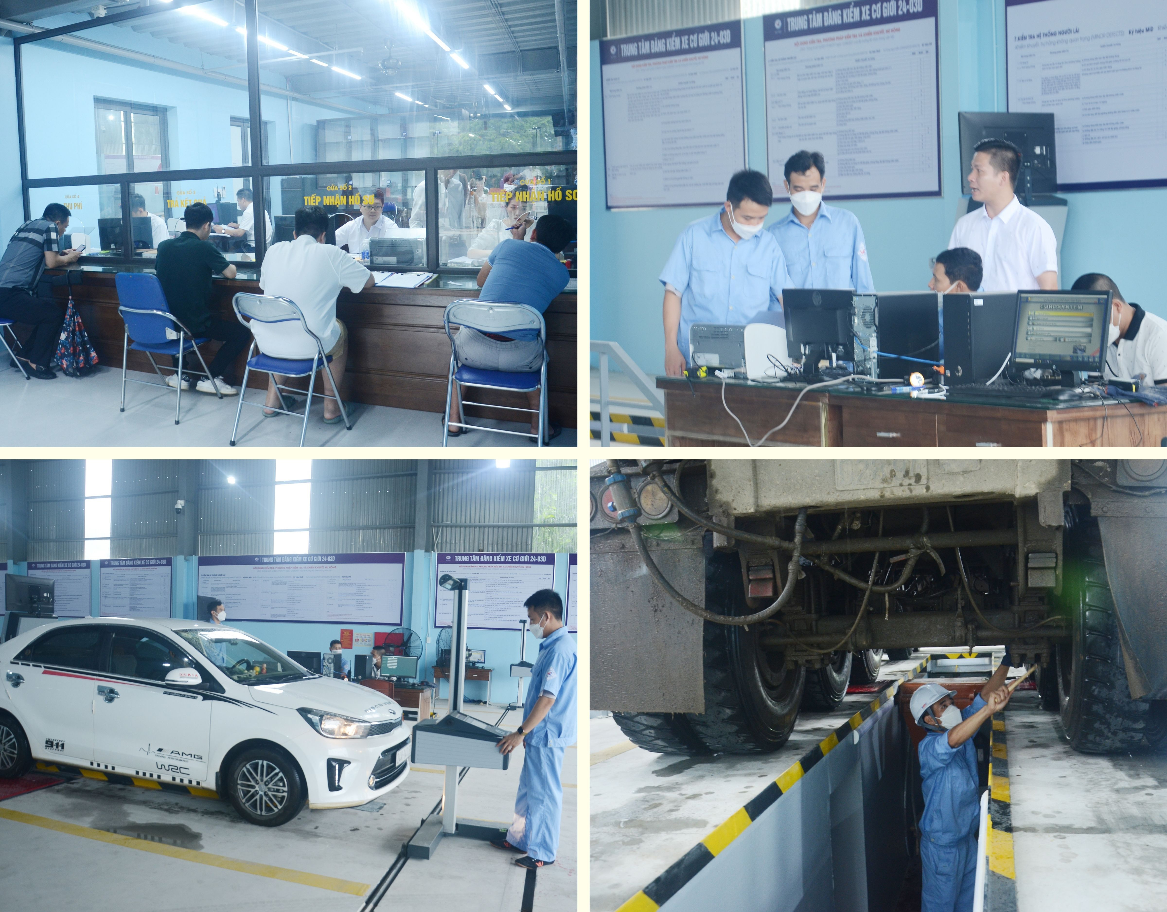 Trung tâm có 2 dây chuyền kiểm định hoạt động, được đầu tư máy móc hiện đại.