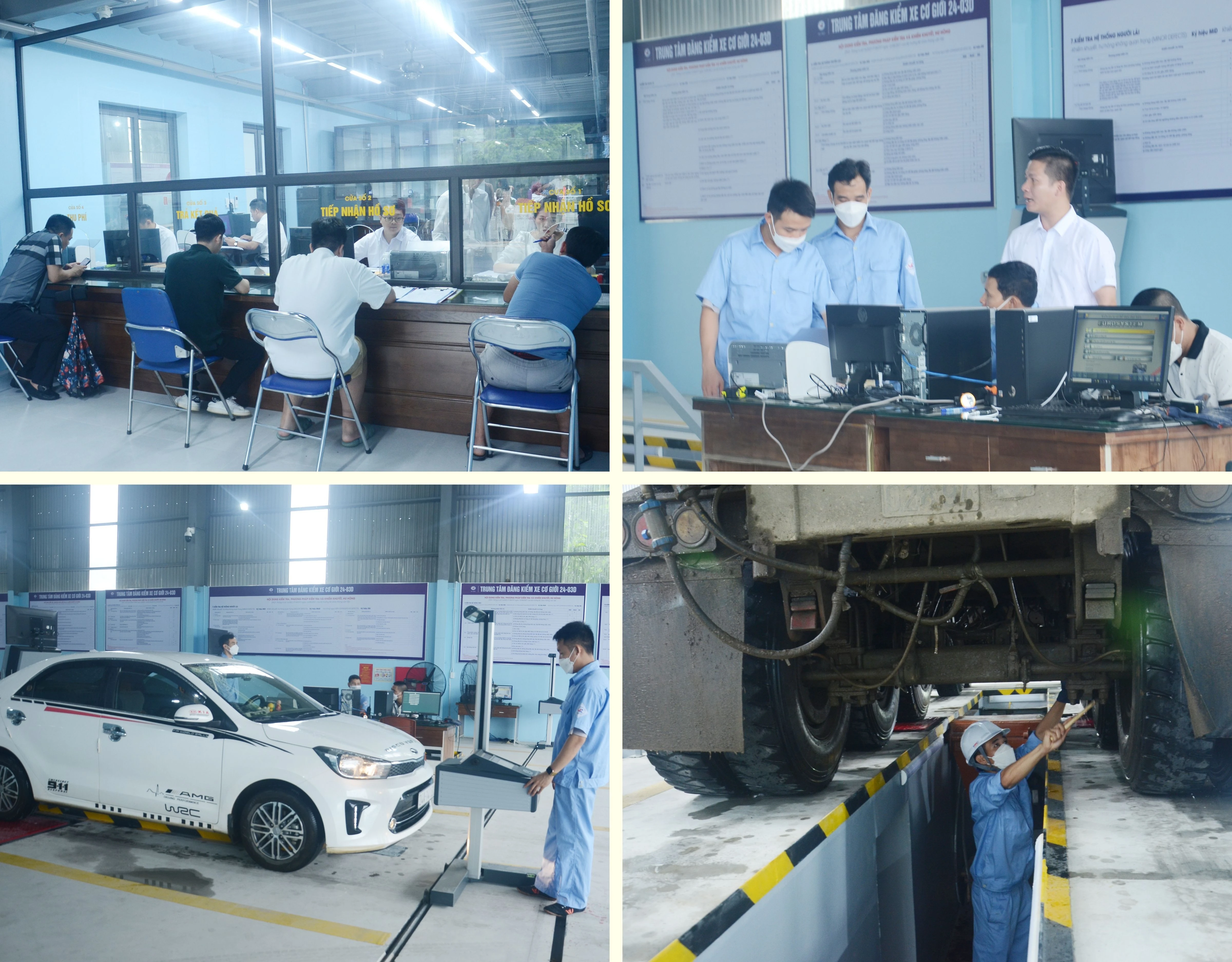 Trung tâm có 2 dây chuyền kiểm định hoạt động, được đầu tư máy móc hiện đại.