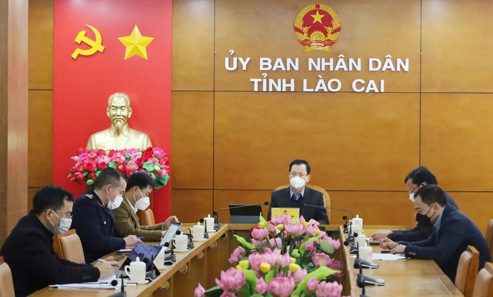 Quang cảnh hội nghị tại điểm cầu tỉnh Lào Cai. Quang cảnh hội nghị tại điểm cầu tỉnh Lào Cai.