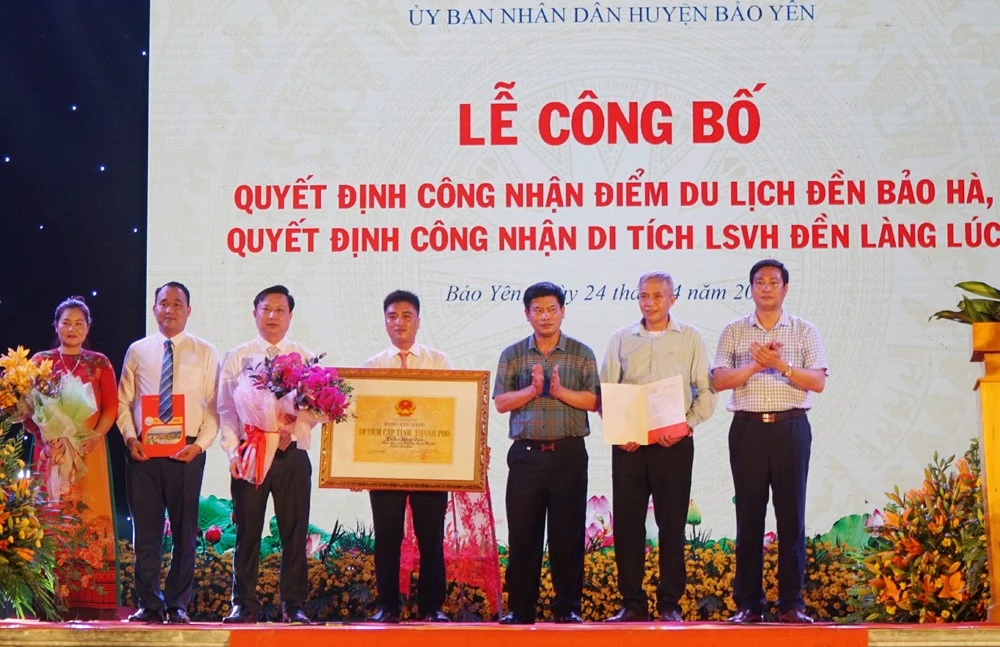 Bảo Yên: Công bố quyết định công nhận điểm du lịch đền Bảo Hà và di tích lịch sử văn hóa đền Làng Lúc ảnh 1