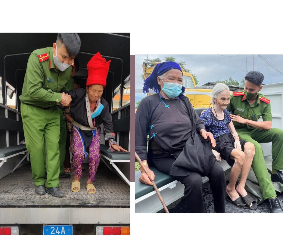 Công an huyện Bát Xát đưa đón công dân đến địa điểm cấp căn cước lưu động.