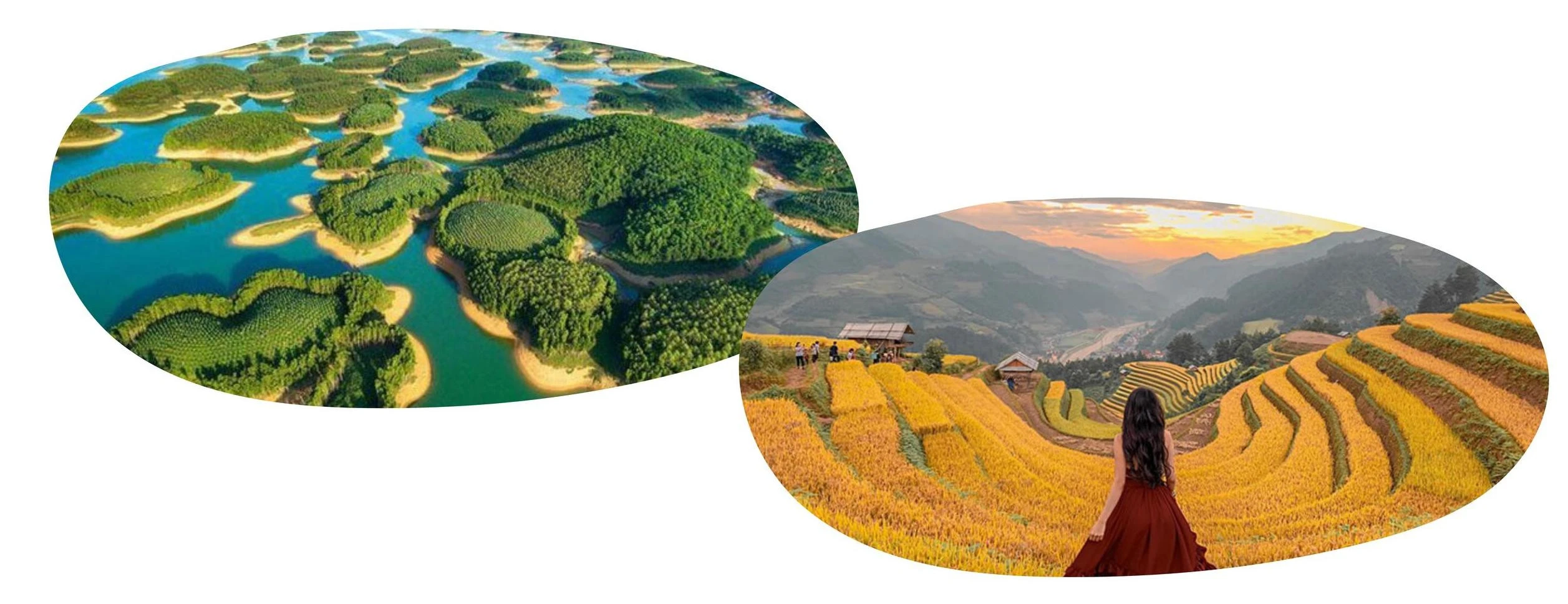 Hồ Thủy điện Thác Bà và ruộng bậc thang Mù Cang Chải đẹp như những bức tranh. (ảnh internet) Hồ Thủy điện Thác Bà và ruộng bậc thang Mù Cang Chải đẹp như những bức tranh. (ảnh internet)