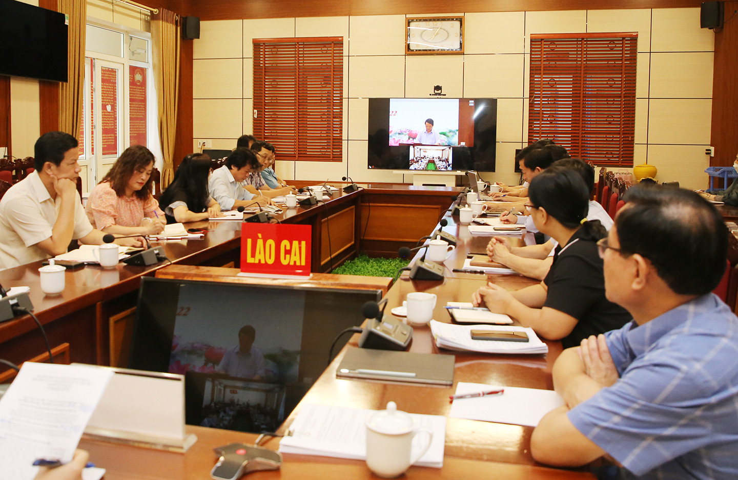 Đại biểu dự hội nghị tại điểm cầu tỉnh Lào Cai.