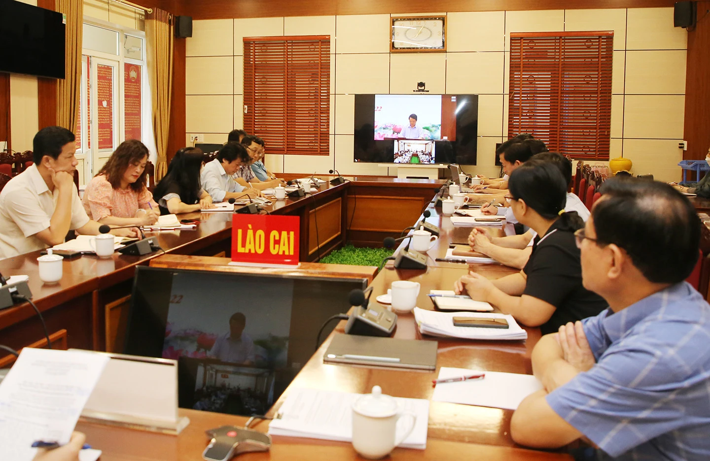 Đại biểu dự hội nghị tại điểm cầu tỉnh Lào Cai.