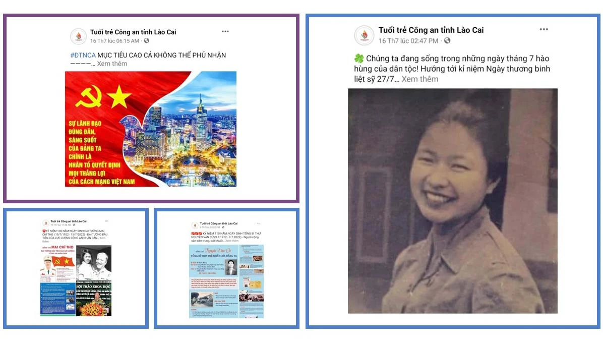 Trang facebook "Tuổi trẻ Công an tỉnh Lào Cai" cập nhật các bài viết tuyên truyền, giáo dục lý tưởng cách mạng cho đoàn viên, thanh niên; phản bác luận điệu xuyên tạc, sai trái của thế lực thù địch.