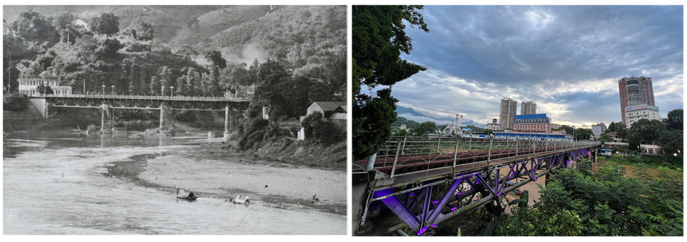 Cầu Hồ Kiều 1 nối đôi bờ Nậm Thi.