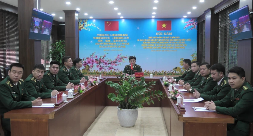 Hội đàm trực tuyến và giao lưu hữu nghị biên phòng dịp năm mới 2023 ảnh 1