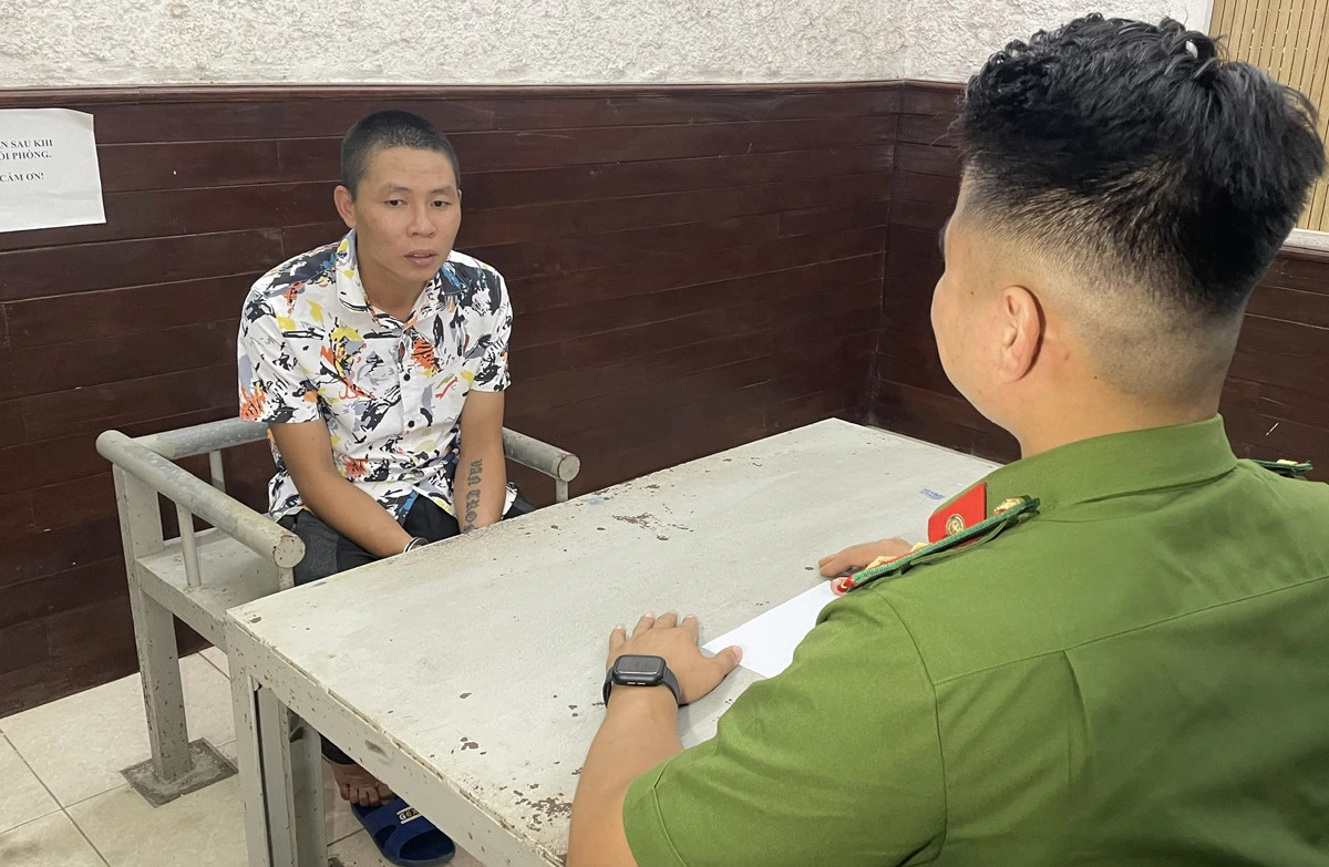 Đối tượng Ngô Văn Trọng tại cơ quan công an.