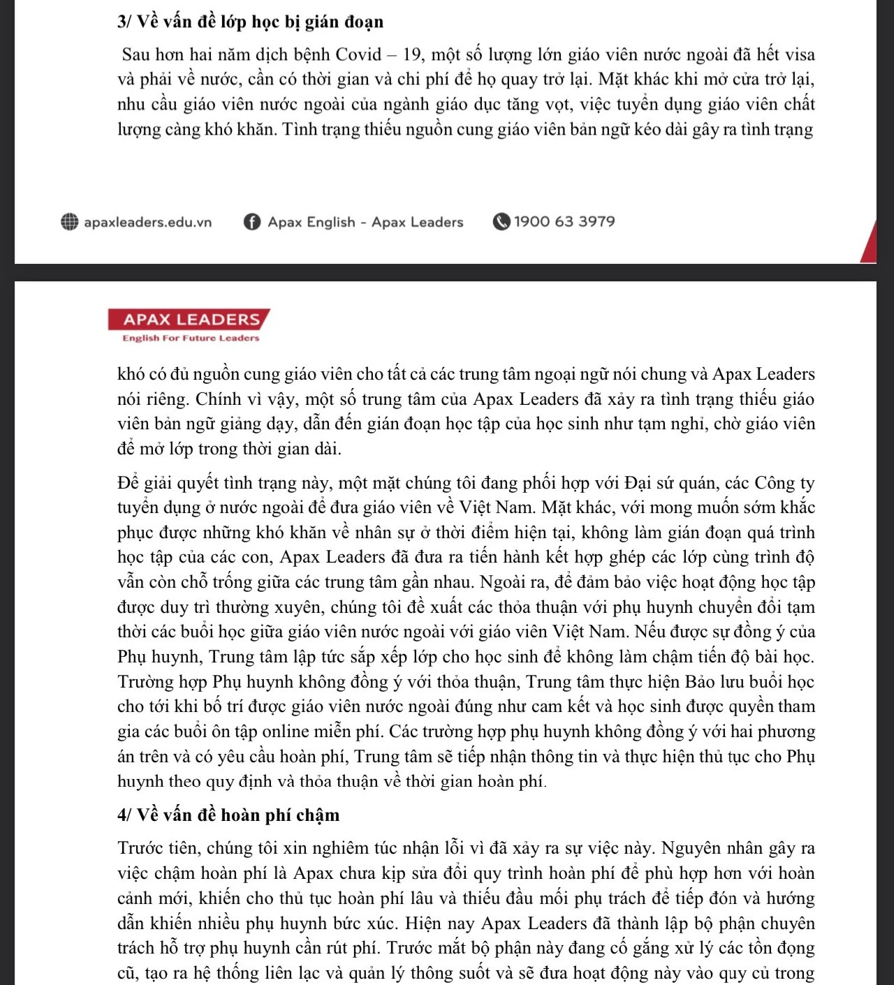 Một phần nội dung trả lời báo chí của Apax Leaders.