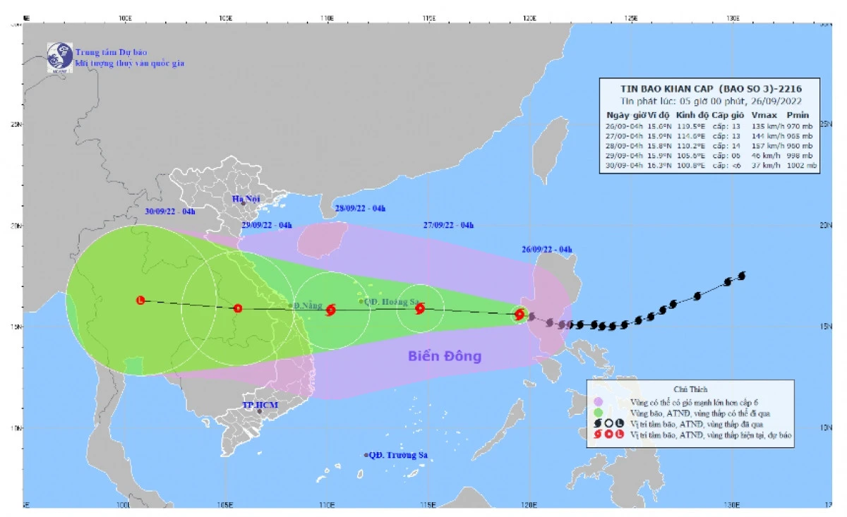 Vị trí cơn bão.