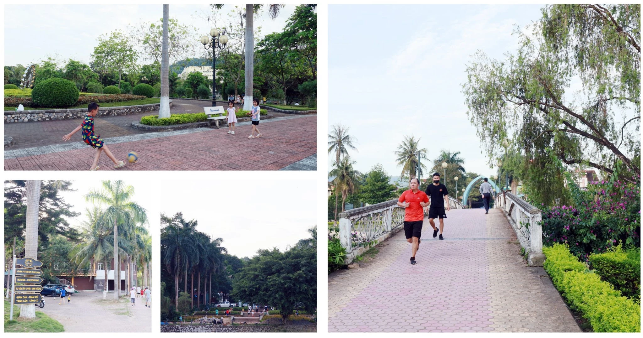 Người dân thành phố Lào Cai tập thể dục, vui chơi tại Công viên Nhạc Sơn.