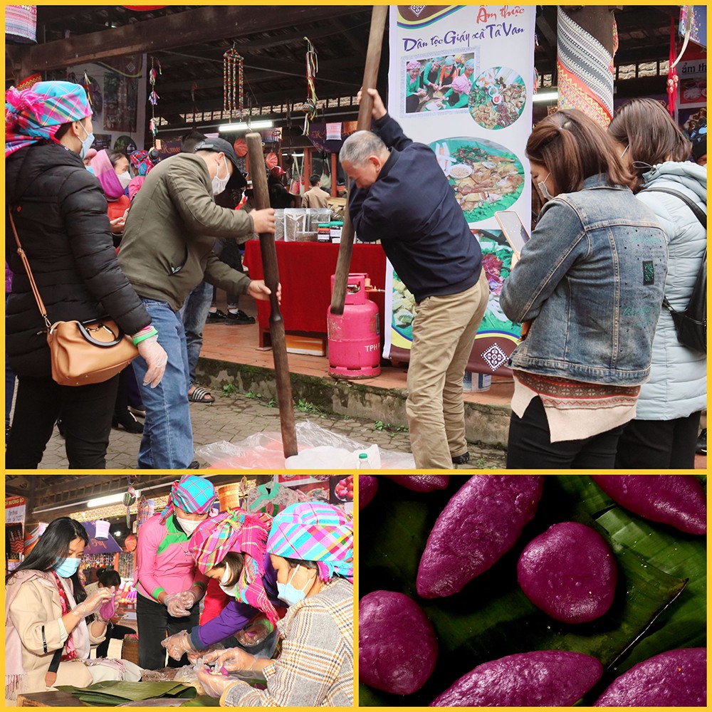 Tham gia chế biến và thưởng thức món bánh dày tím.