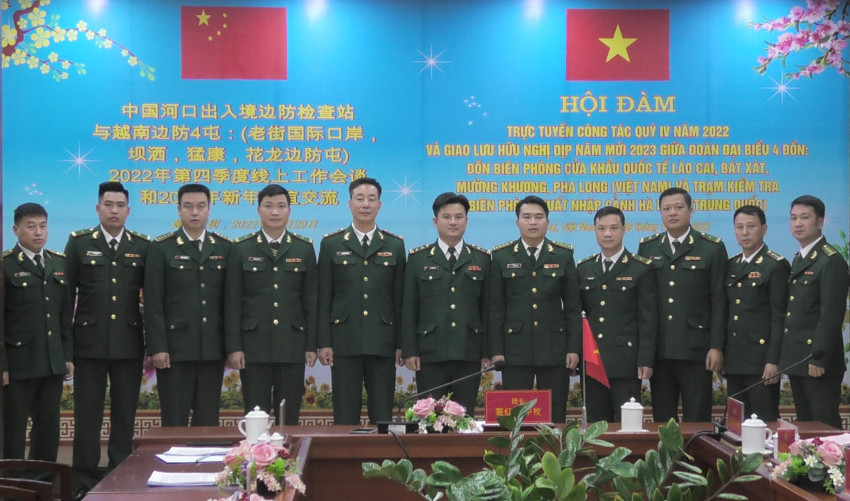 Hội đàm trực tuyến và giao lưu hữu nghị biên phòng dịp năm mới 2023 ảnh 2