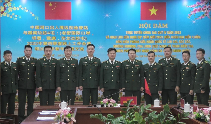 Hội đàm trực tuyến và giao lưu hữu nghị biên phòng dịp năm mới 2023 ảnh 2