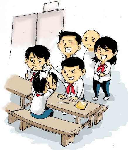 Các hành vi bạo lực có thể là bạo lực về thể chất (đánh đập, xô đẩy…), bạo lực về lời nói (đe dọa, vu khống) và bạo lực về tinh thần (tẩy chay, xa lánh, nói xấu…). Các hành vi bạo lực có thể là bạo lực về thể chất (đánh đập, xô đẩy…), bạo lực về lời nói (đe dọa, vu khống) và bạo lực về tinh thần (tẩy chay, xa lánh, nói xấu…).