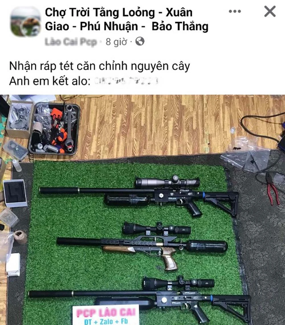 Nhiều trang mạng xã hội rao bán công khai súng săn và công cụ hỗ trợ.