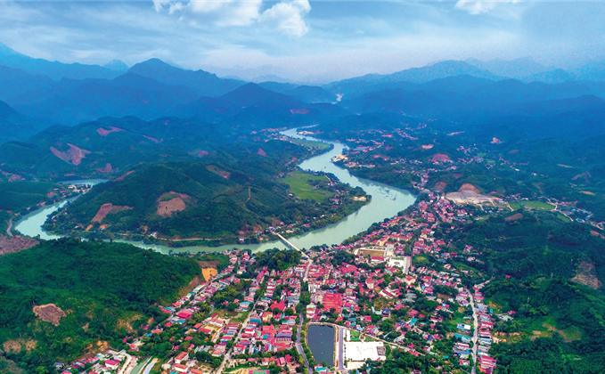 Một góc huyện Bảo Yên (Lào Cai) nhìn từ trên cao.