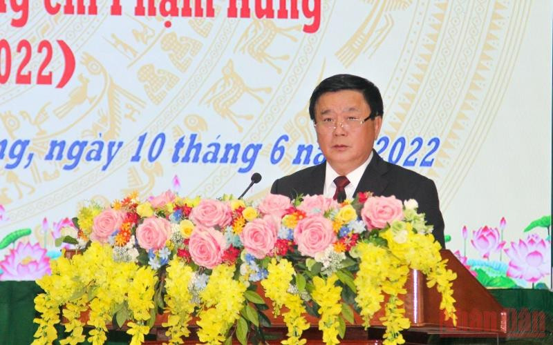 GS,TS Nguyễn Xuân Thắng, Ủy viên Bộ Chính trị, Giám đốc Học viện Chính trị quốc gia Hồ Chí Minh, Chủ tịch Hội đồng Lý luận Trung ương phát biểu tại Hội thảo.