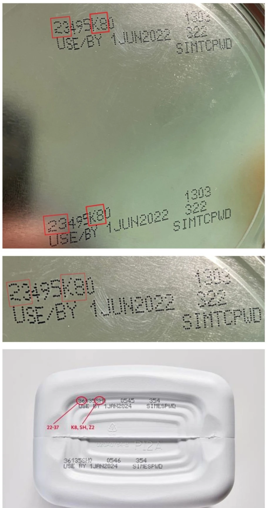 Hai số đầu tiên của mã số từ 22 tới 37 và mã số trên bao bì chứa ký hiệu K8, SH, hoặc Z2.