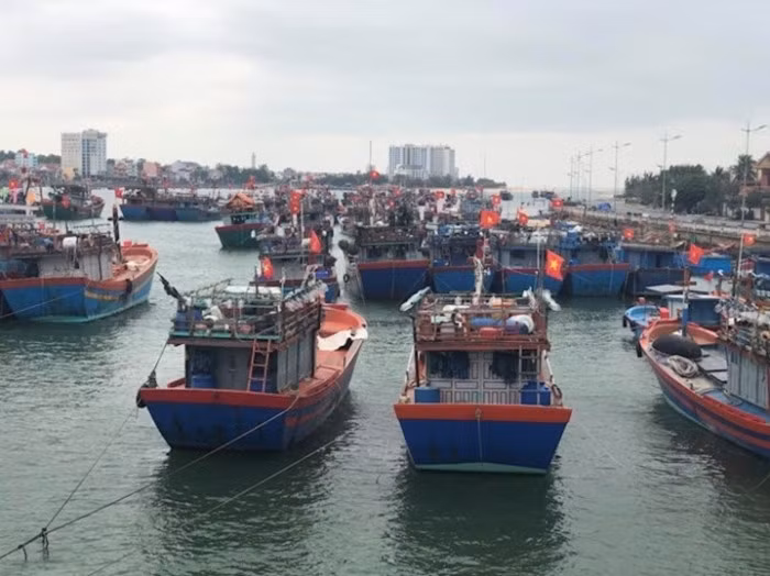 Các tàu cá của tỉnh Quảng Bình về neo đậu tại nơi an toàn trước khi siêu bão Noru đổ bộ.