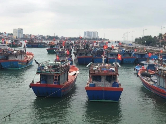 Các tàu cá của tỉnh Quảng Bình về neo đậu tại nơi an toàn trước khi siêu bão Noru đổ bộ.