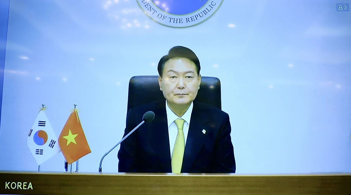 Tổng Bí thư Nguyễn Phú Trọng hội đàm trực tuyến với Tổng thống Hàn Quốc Yoon Suk-yeol ảnh 2 Tổng Bí thư Nguyễn Phú Trọng hội đàm trực tuyến với Tổng thống Hàn Quốc Yoon Suk-yeol ảnh 2