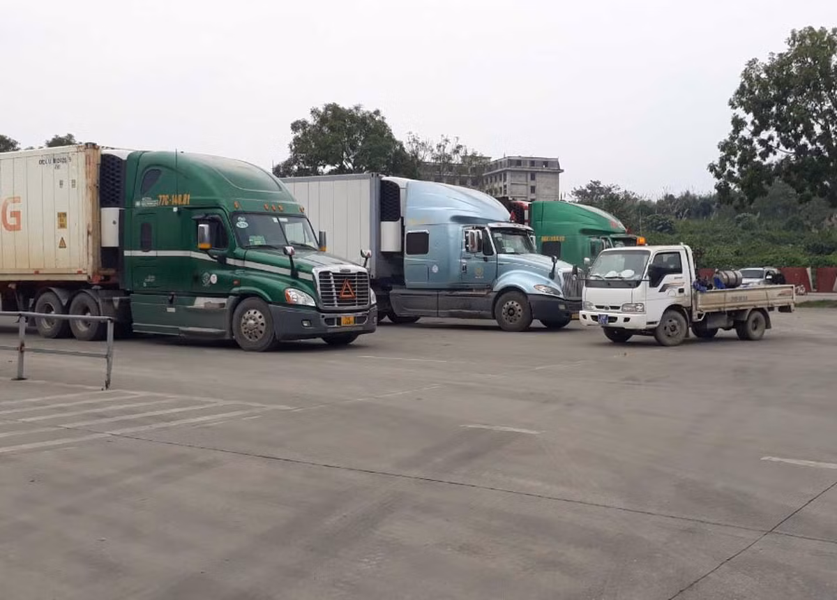 Phun khử khuẩn xe chở hoa quả.