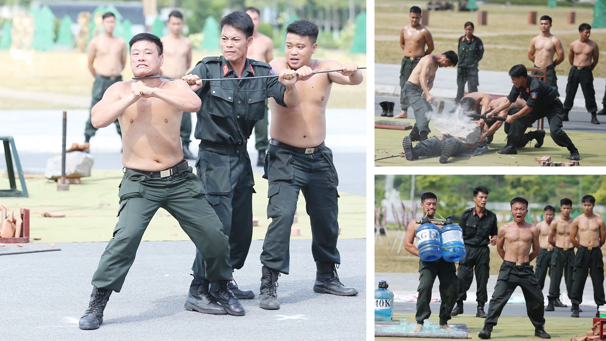 Biểu diễn những tiết mục công phá, khí công.