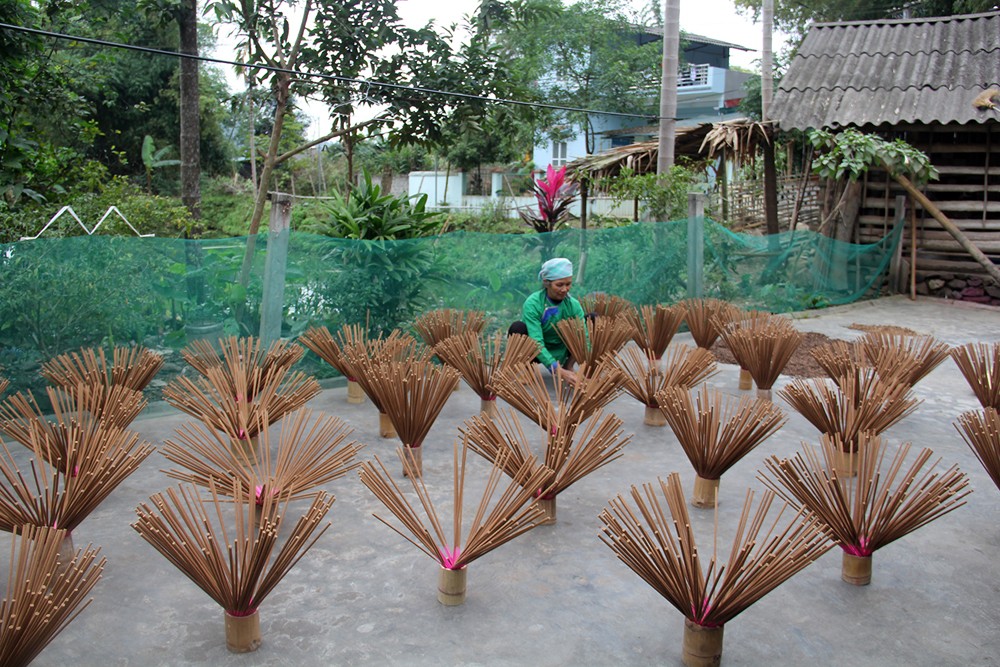 Nghề làm hương truyền thống của đồng bào Giáy.