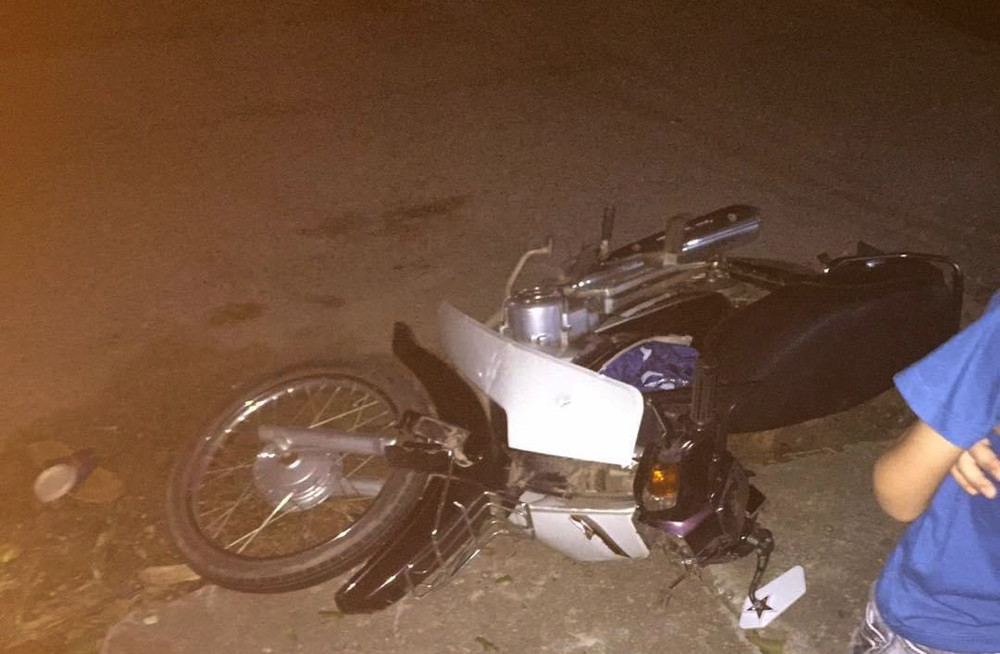 Vụ tai nạn làm xe máy của anh V.V.T bị hỏng nặng.