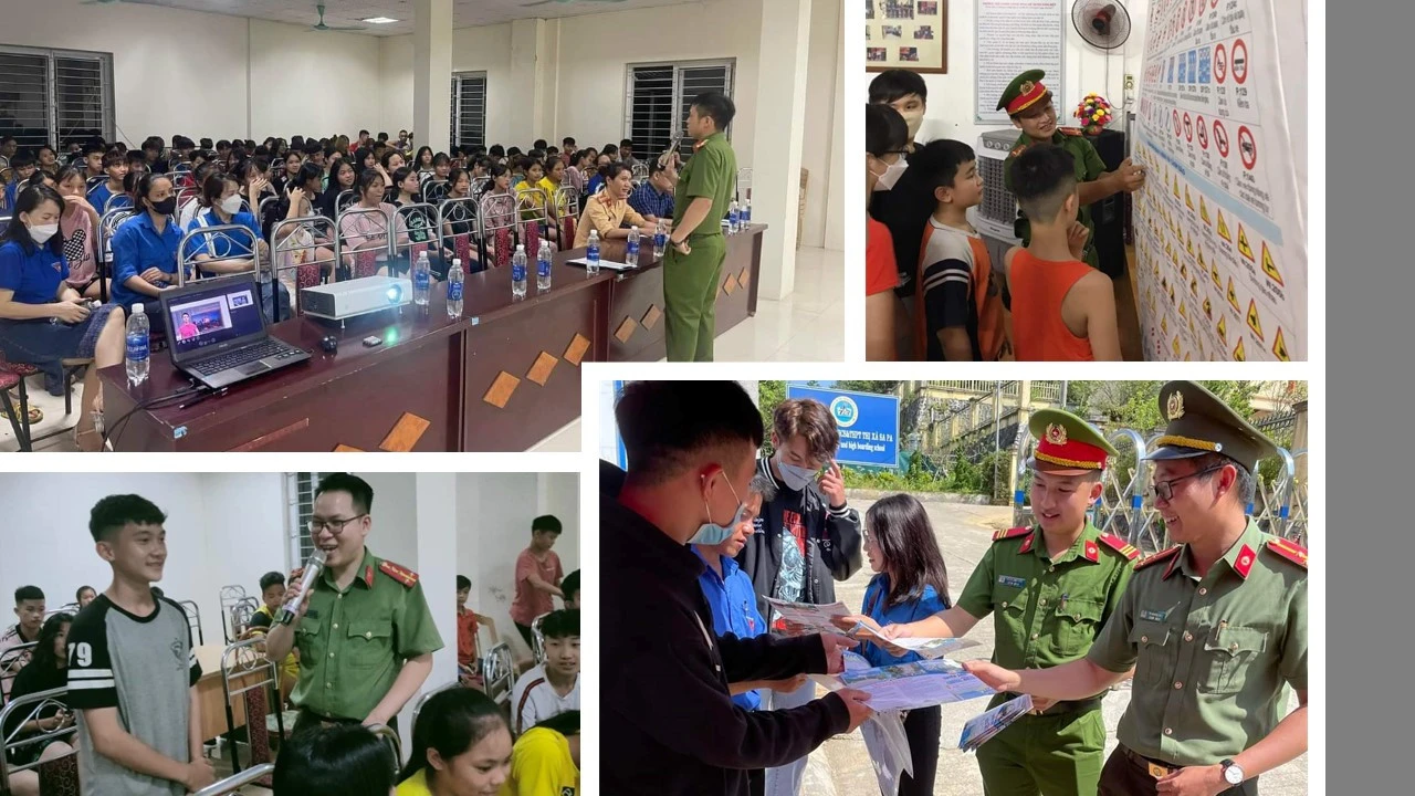 Đoàn viên, thanh niên Công an tỉnh tuyên truyền nâng cao nhận thức pháp luật cho giới trẻ.