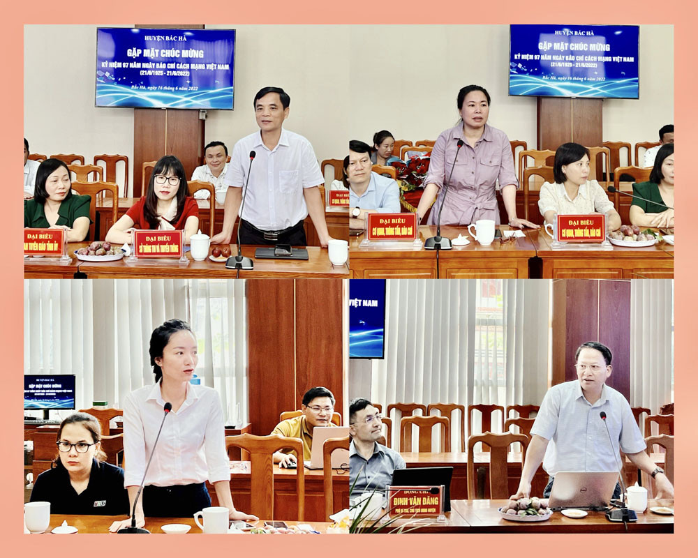 Đại diện các cơ quan thông tấn, báo chí phát biểu tại buổi gặp mắt.