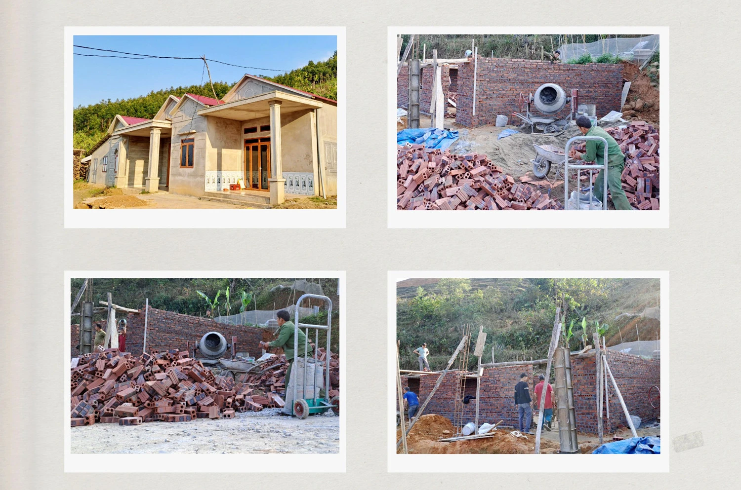 Những ngôi nhà đang mới và đang xây dựng ở hai thôn Trát.